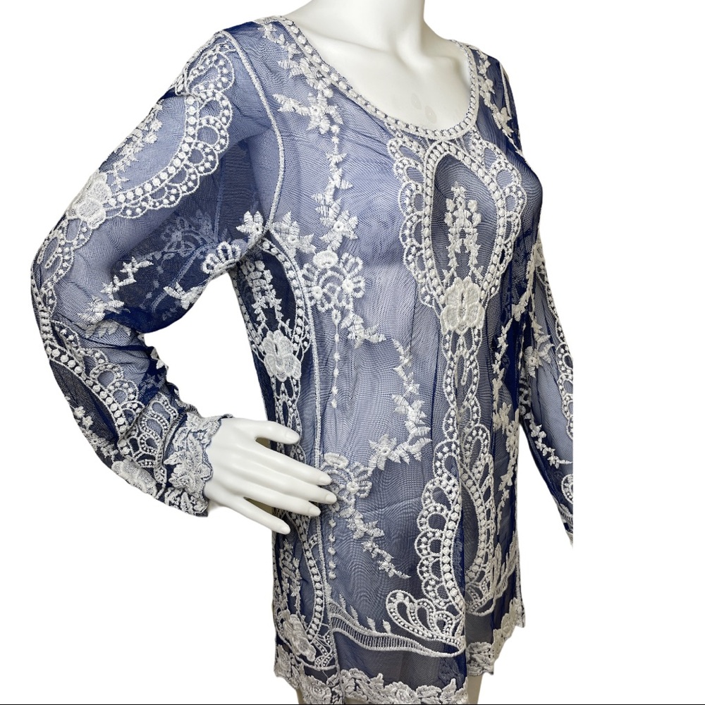 You Are Not Alone sheer/embroidered tunic